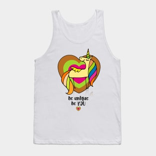 Be Unique, be You, Beautiful Unicorn With Herts Tank Top